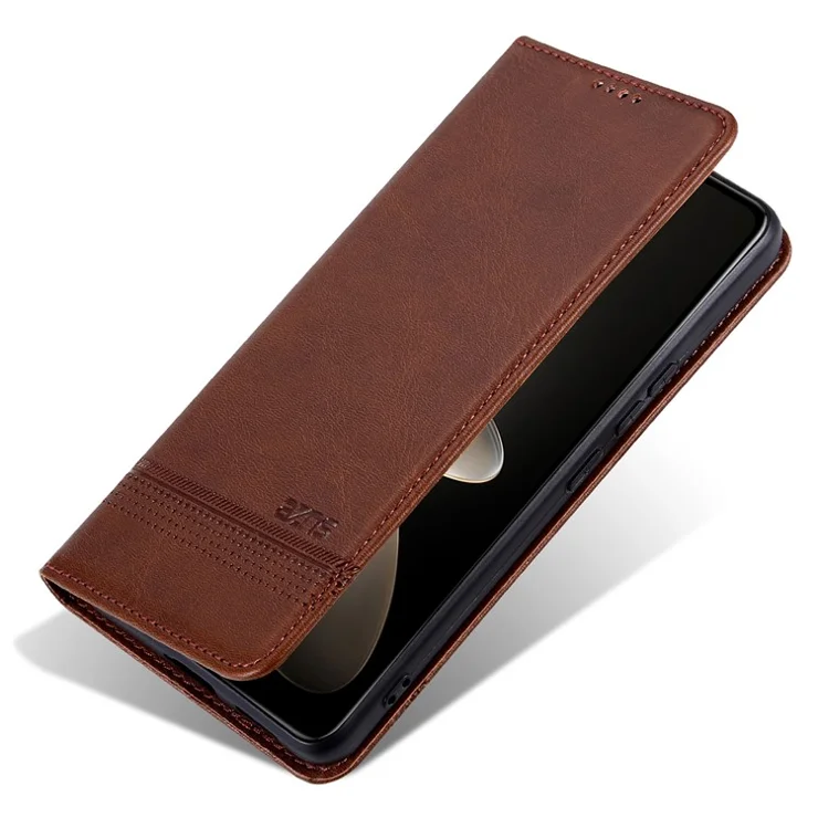 AZNS For Xiaomi Poco F6 Pro 5G / Redmi K70 5G / K70 Pro 5G Phone Case Wallet Cover Cowhide Texture - Coffee