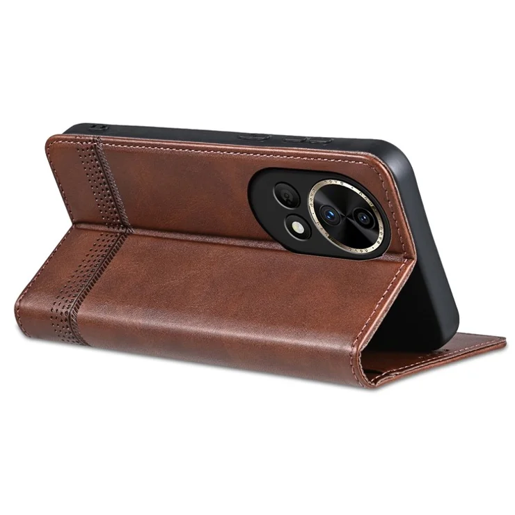 AZNS For Huawei nova 12 Pro 5G / nova 12 Ultra 5G Wallet Case Magnetic Closing Leather Cover - Coffee