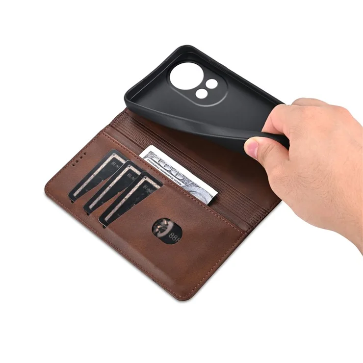 AZNS For Huawei nova 12 Pro 5G / nova 12 Ultra 5G Wallet Case Magnetic Closing Leather Cover - Coffee