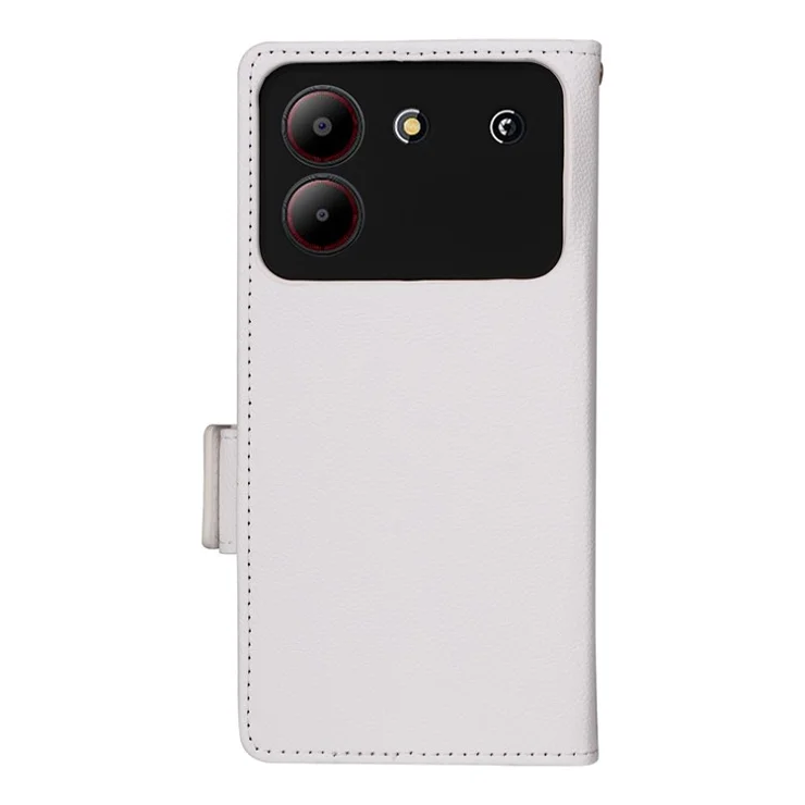 For ZTE Blade A54 Case Leather Wallet Phone Cover with Wrist Strap - White