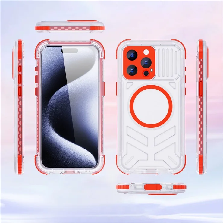 SHELLBOX CC Series For iPhone 15 Pro IP68 Waterproof Case Compatible with MagSafe Drop-proof Cover - Red