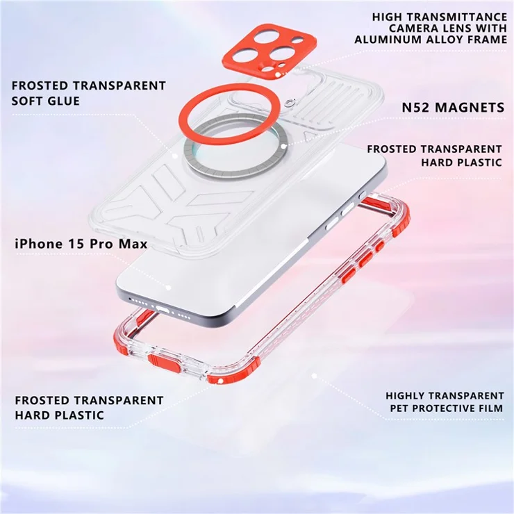 SHELLBOX CC Series For iPhone 15 Pro IP68 Waterproof Case Compatible with MagSafe Drop-proof Cover - Red