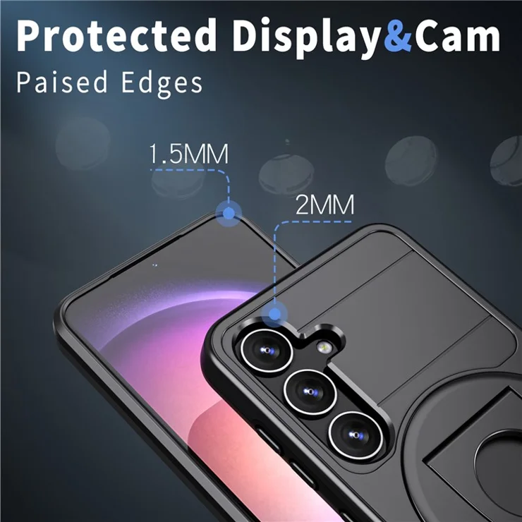 For Samsung Galaxy S24+ Phone Case Magnetic Kickstand Cover Compatible with MagSafe - Black