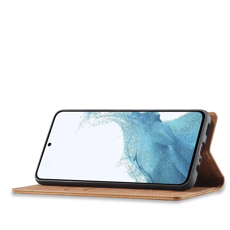 LC.IMEEKE For Samsung Galaxy A15 4G / 5G Microfiber Leather Case Strong Magnetic Suction Phone Cover - Brown