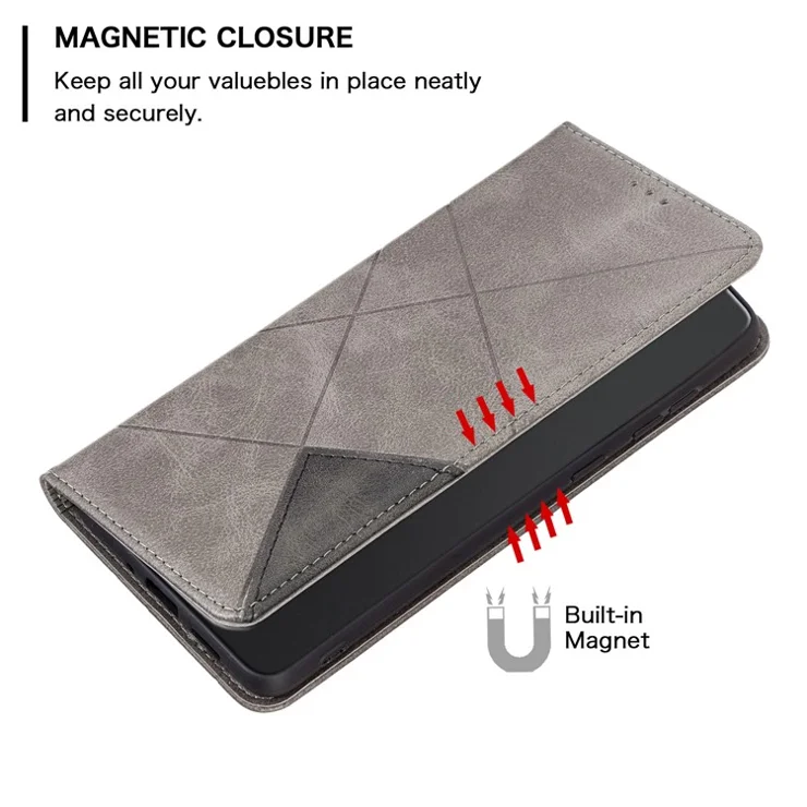 For Xiaomi Redmi Note 13 4G Leather Case with Card Slots Magnetic Closing - Grey