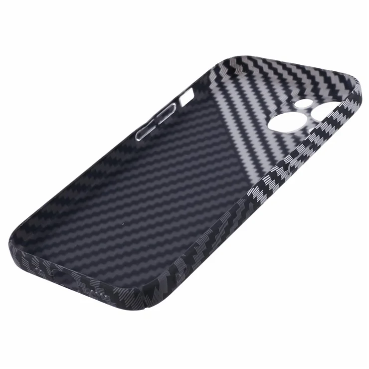 For iPhone 15 PC Phone Case Carbon Fiber Texture Protective Phone Cover - Black+White