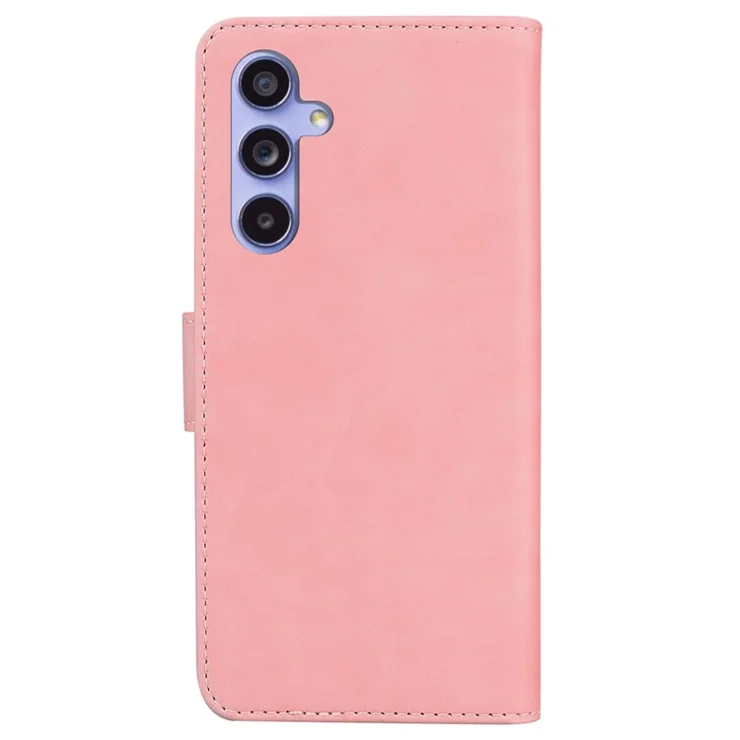 For Samsung Galaxy A55 5G Case Solid Color Leather Phone Cover Wallet - Pink