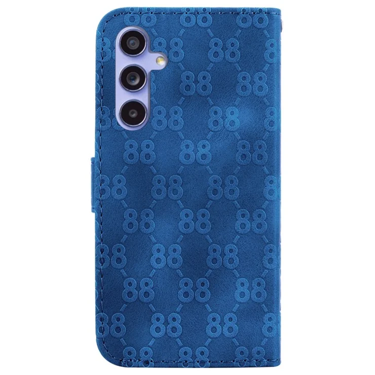 For Samsung Galaxy A55 5G Case Double 8-Shape Imprinted Leather Cover with Wallet - Dark Blue