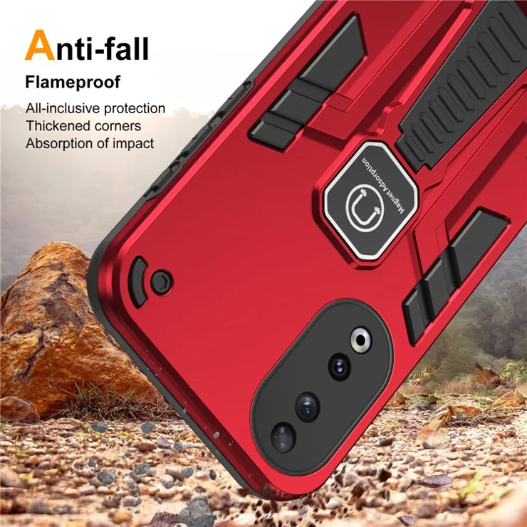 For Honor 90 Case Kickstand Drop-resistant Phone Back Protector - Red
