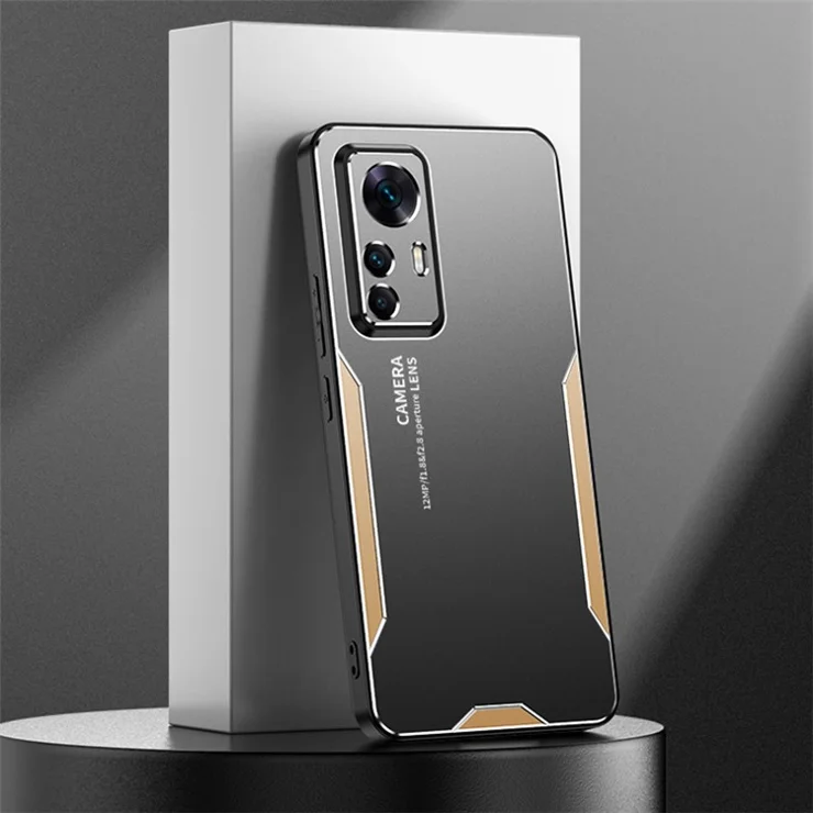 For Xiaomi Redmi K50 Ultra / 12T 5G Cell Phone Case Aluminum Alloy Dustproof Back Shell - Gold