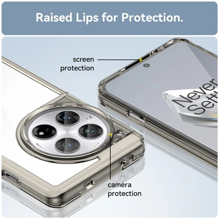 For OnePlus 12 5G Case Slim-Fit TPU+Acrylic Shockproof Phone Guard Cover - Transparent Grey