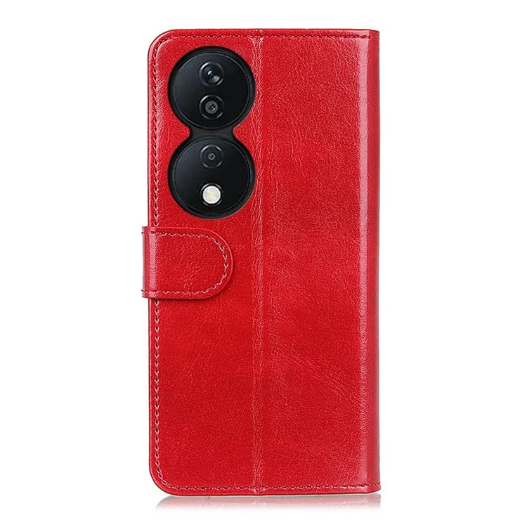 For Honor X7b 4G / 90 Smart / Play 50 Plus 5G Leather Case Crazy Horse Texture Card Slots Phone Cover - Red