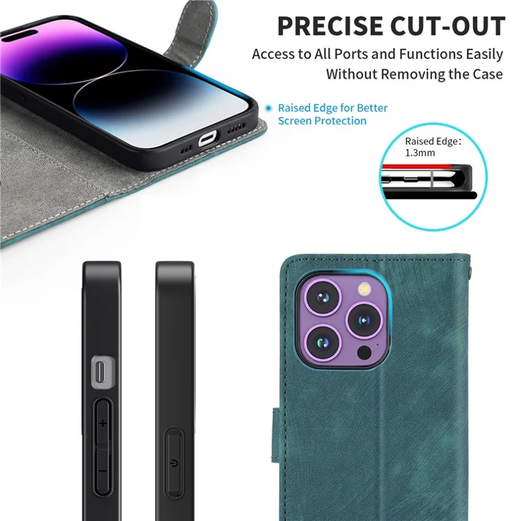 For Xiaomi Redmi 13C 5G / Redmi 13R 5G / Poco M6 5G Case RFID Blocking Leather Phone Shell with Wrist Strap - Blue