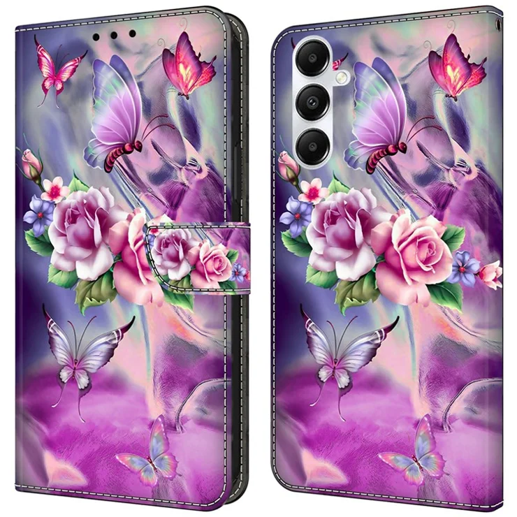 For Samsung Galaxy A35 5G Magnetic Case 3D Pattern Printing Leather Phone Protector - Butterflies / Flowers
