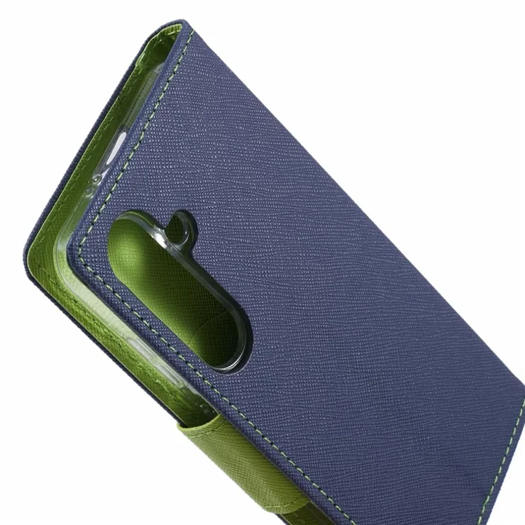 MERCURY GOOSPERY For Samsung Galaxy S24 Leather Case Wallet Cover Splicing Color - Dark Blue