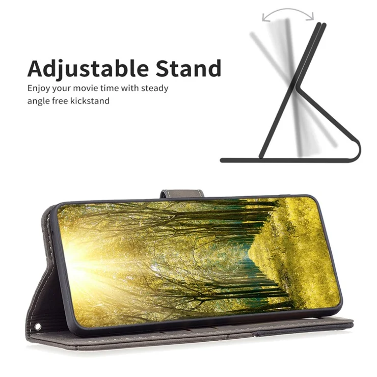 BINFEN COLOR For Oppo Find X7 Ultra Phone Cases Wallet Stand Geometry Imprinted Leather Cover - Grey