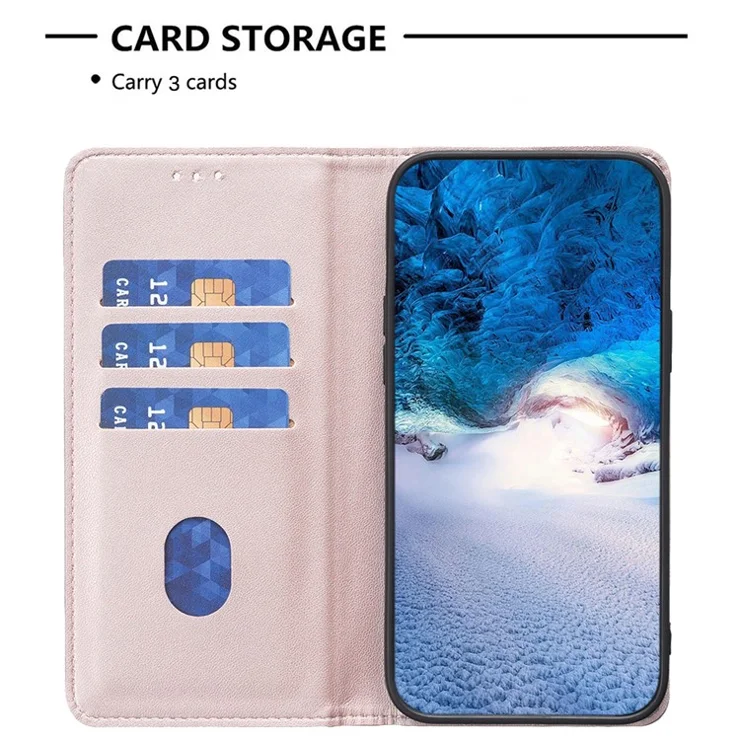 BINFEN COLOR BF18 For Xiaomi Redmi Note 13 Pro 5G / Poco X6 5G PU Leather Case Magnetic Auto-absorbed Phone Cover - Rose Gold
