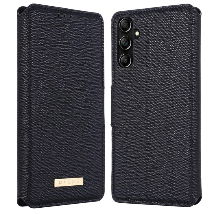 MUXMA MX115 for Samsung Galaxy A55 5G Case Phone Stand Wallet PU Leather Cross Texture Cover - Black