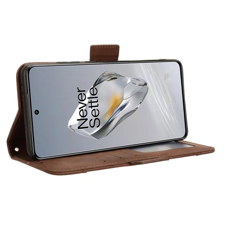 For OnePlus 12R 5G / Ace 3 5G Leather Case Card Holder Wallet Flip Phone Cover - Brown