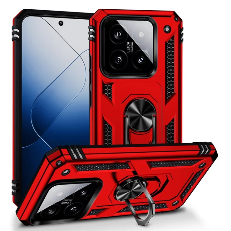 For Xiaomi 14 Pro Case Kickstand PC+TPU Shockproof Phone Cover Protector - Red