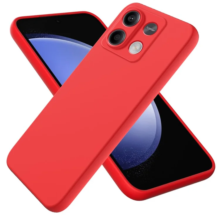 For Xiaomi Redmi Note 13 5G / Note 13 5G (China) Case Liquid Silicone Slim Protective Phone Cover with Strap - Red