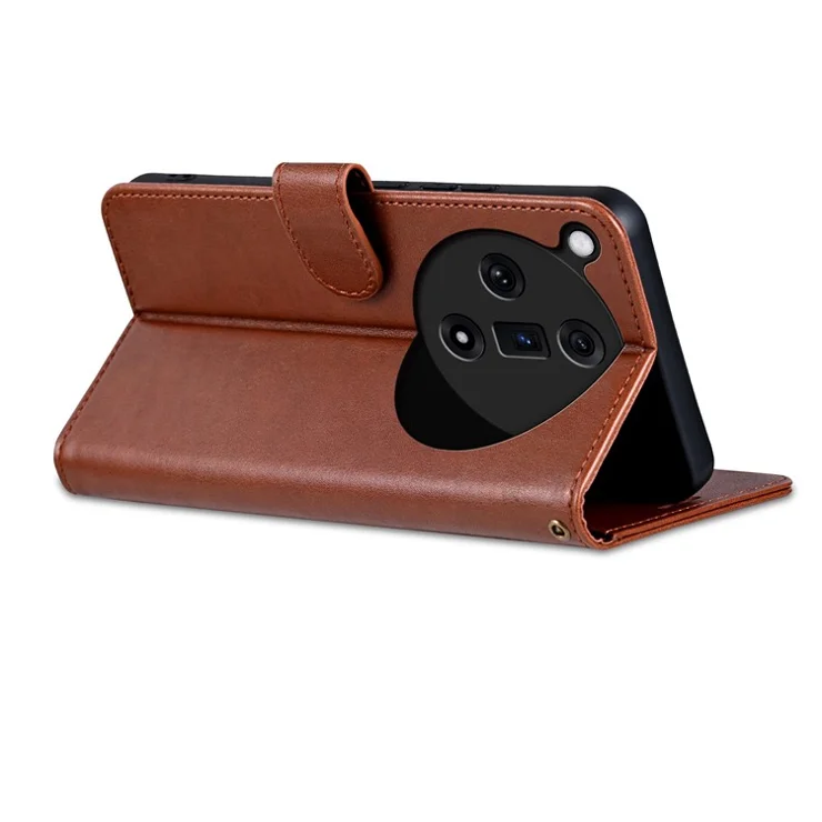AZNS For Oppo Find X7 5G Leather Case TPU Inner Shell Flip Phone Cover - Brown