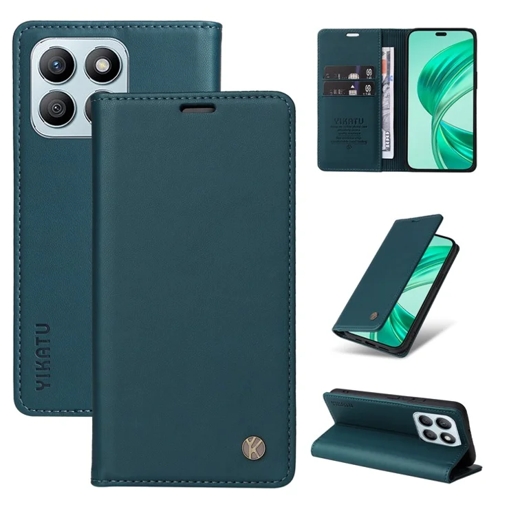YIKATU YK-001 For Honor X8b 4G Phone Case Magnetic Closing Anti-fall Wallet Cover - Green