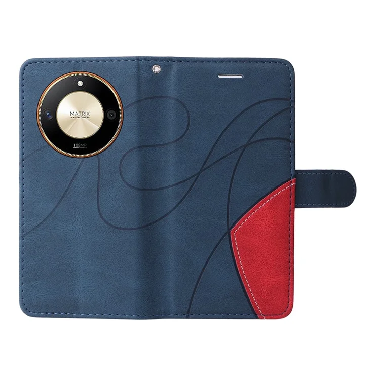 For Honor X50 5G / X9b 5G / Magic6 Lite 5G Leather Case Wallet Stand Color Splicing Phone Cover - Blue