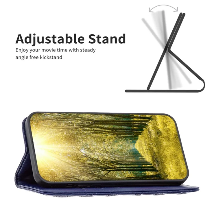 BINFEN COLOR BF Style-16 For Xiaomi Redmi Note 13 Pro+ 5G Case Card Slots Magnetic Closure Phone Cover - Blue