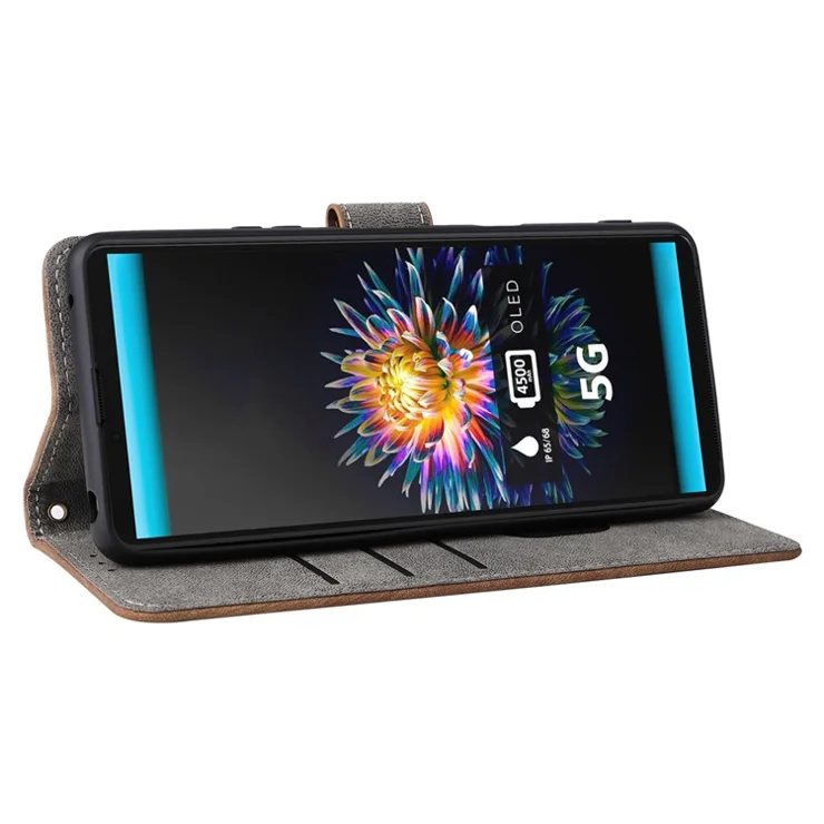 For Sony Xperia 10 III 5G Case Flip Leather Phone Cover with RFID Blocking Wallet - Brown