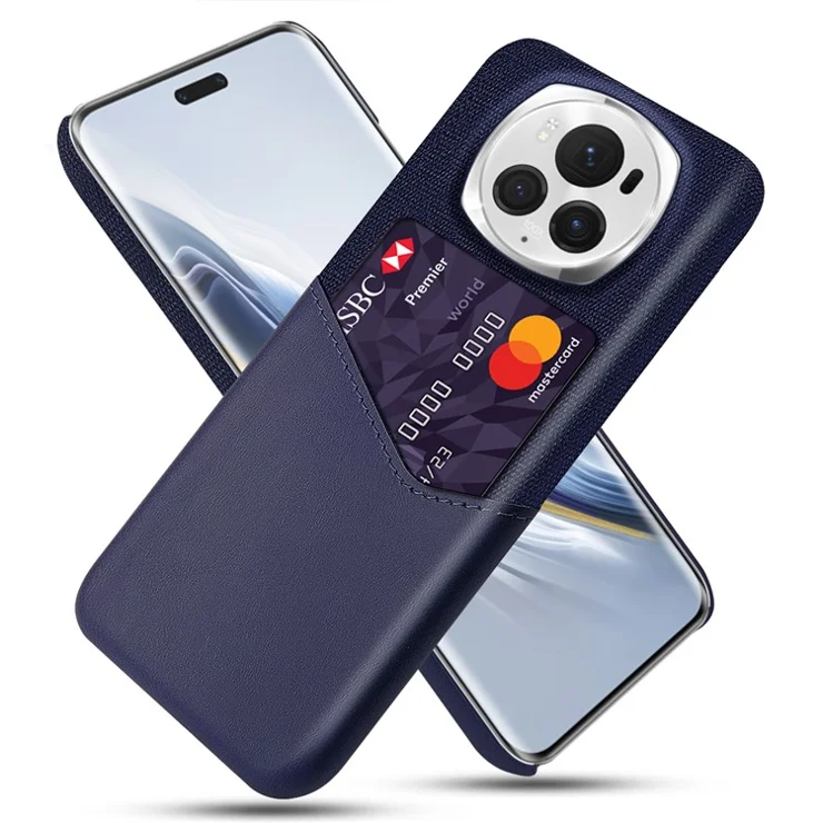 For Honor Magic6 Pro 5G Case Cloth Texture Phone Cover with Card Holder - Blue