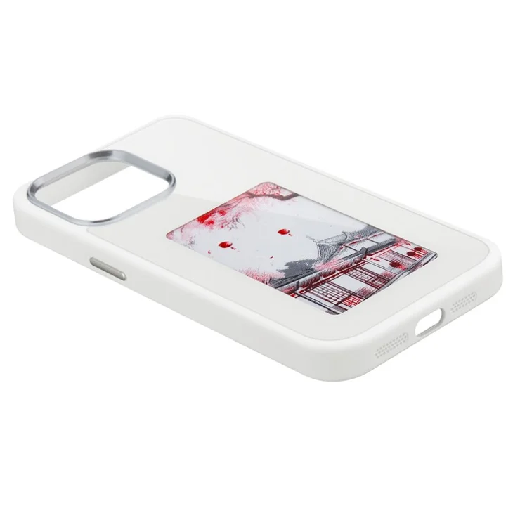 3-Color E Ink Display Phone Case for iPhone 15 NFC Display Any Image You Want - White