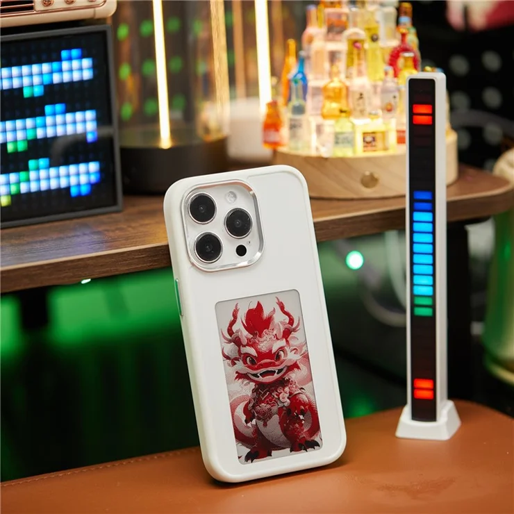 Customizable Mobile Cover for iPhone 14 Pro Max 3-Color E Ink Case - NFC for Personalized Photo Display - White