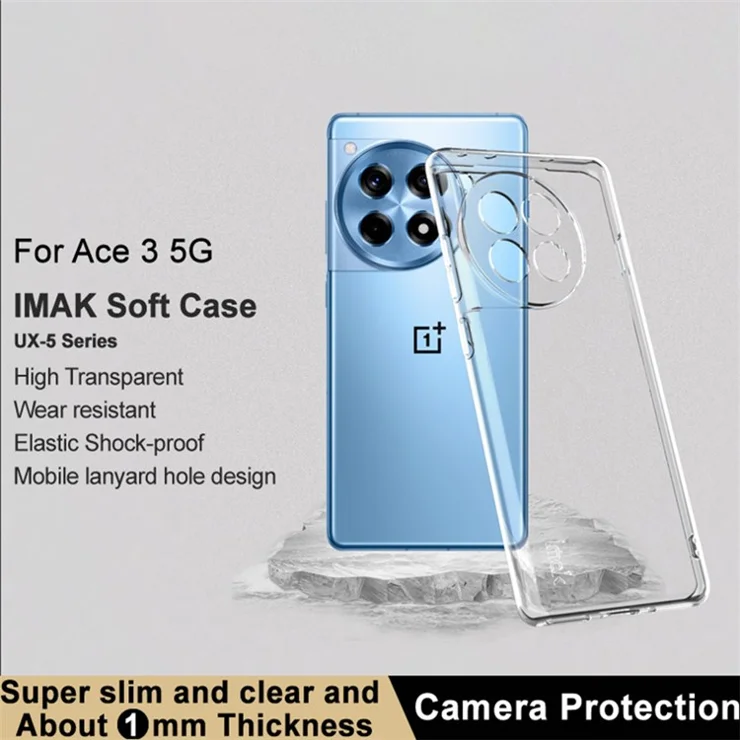 IMAK UX-5 Series Clear Phone Cover for OnePlus Ace 3 5G / 12R 5G Anti-Scratch TPU Cell Phone Cover