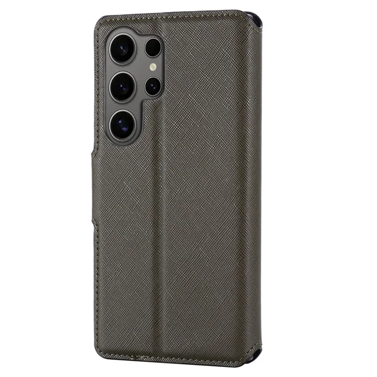 MUXMA MX115 For Samsung Galaxy S24 Ultra Phone Case Cross Texture Leather Stand Cover - Green