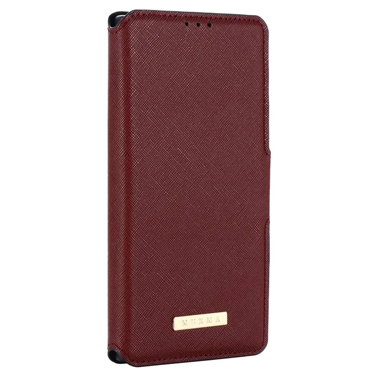 MUXMA MX115 For Samsung Galaxy S24 Ultra Phone Case Cross Texture Leather Stand Cover - Red