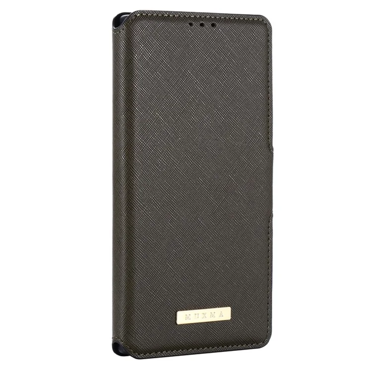 MUXMA MX115 For Samsung Galaxy S22 Ultra 5G Case Cross Texture Side Magnetic Clasp Phone Cover - Green