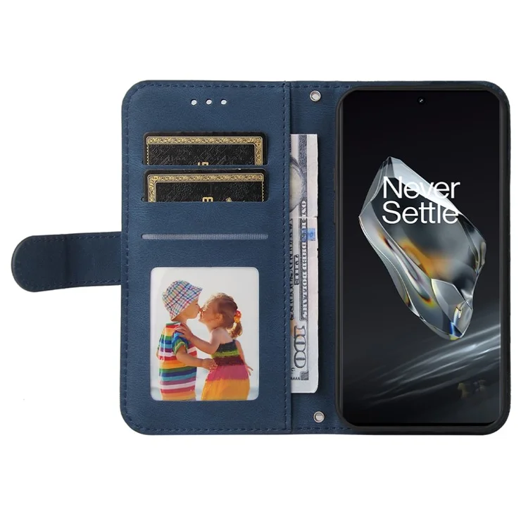 For OnePlus 12R 5G / Ace 3 5G Leather Wallet Cases Skin Touch Phone Cover Stand with Strap - Blue