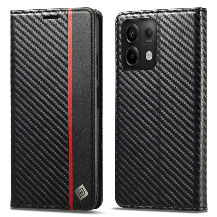 LC.IMEEKE For Xiaomi Redmi Note 13 Pro 5G / Poco X6 5G Leather Case Carbon Fiber Texture Wallet Stand Cover - Vertical Stripe