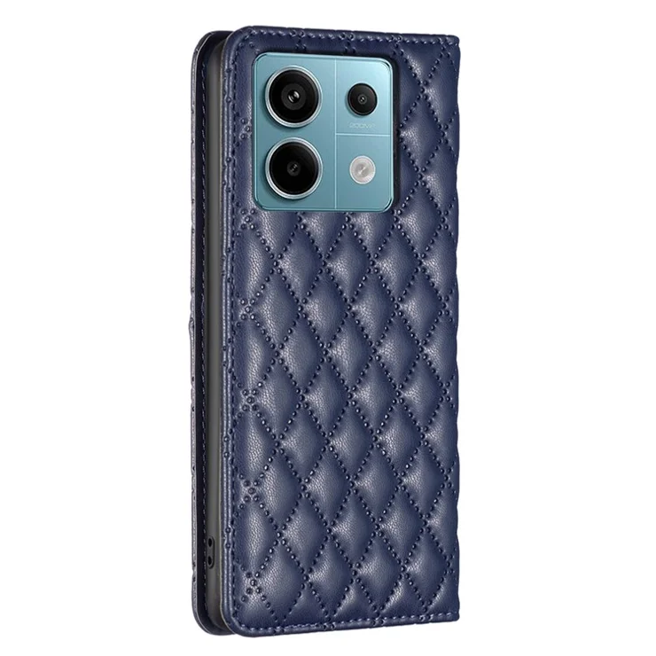 BINFEN COLOR BF Style-16 For Xiaomi Redmi Note 13 Pro 4G / Poco M6 Pro 4G Case Hidden Magnetic Closure Folio Leather Cover - Blue