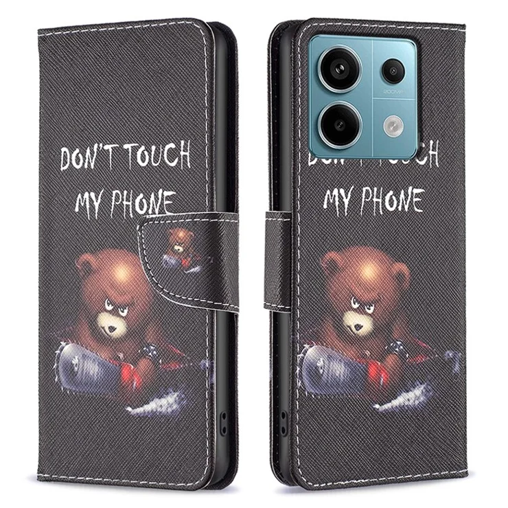 For Xiaomi Redmi Note 13 Pro 4G / Poco M6 Pro 4G Flip Wallet Phone Case Pattern Printing Leather Cover - Bear