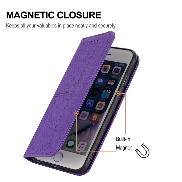 For Samsung Galaxy A15 4G / Galaxy A15 5G Magnetic Phone Case Woven Texture Folio Stand Cover - Purple