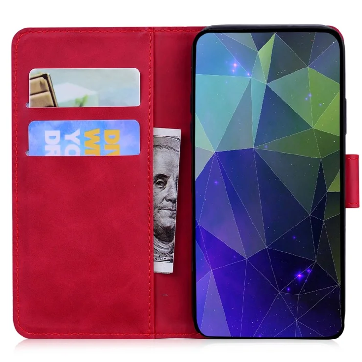For Xiaomi Redmi 13C 4G / 13C 5G / Poco C65 4G / Poco M6 5G / 13R 5G Case Solid Color Leather Phone Wallet Cover - Red