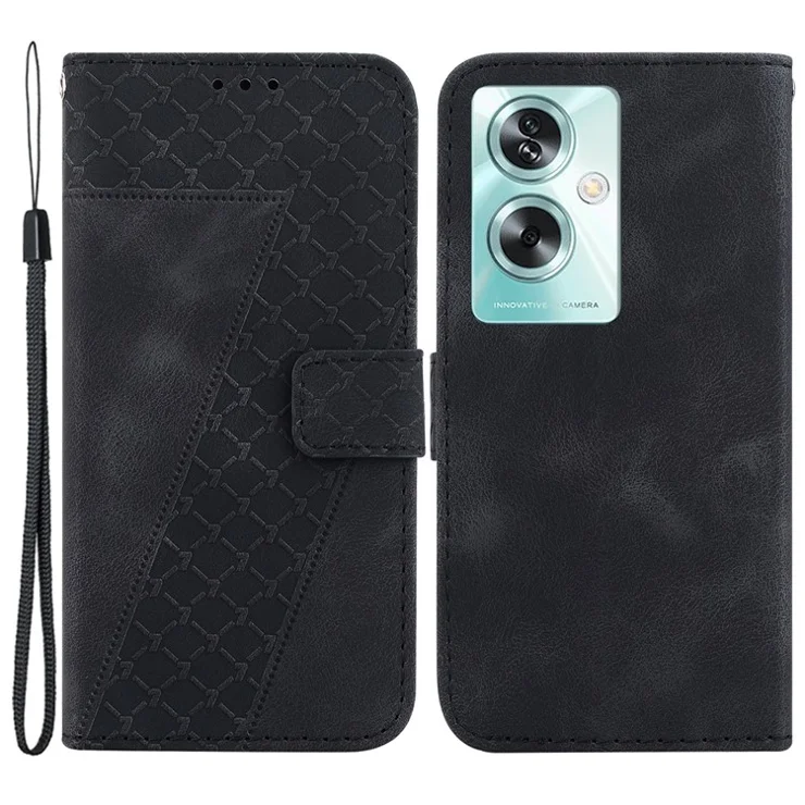 For Oppo A79 5G / A2 5G Case PU Leather Wallet Stand Imprinted Phone Protection Cover - Black