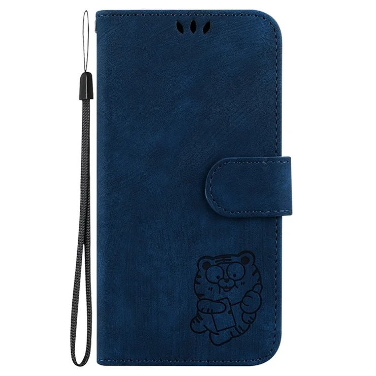For Infinix Zero 30 5G Leather Case Wallet Phone Cover Tiger Pattern - Dark Blue