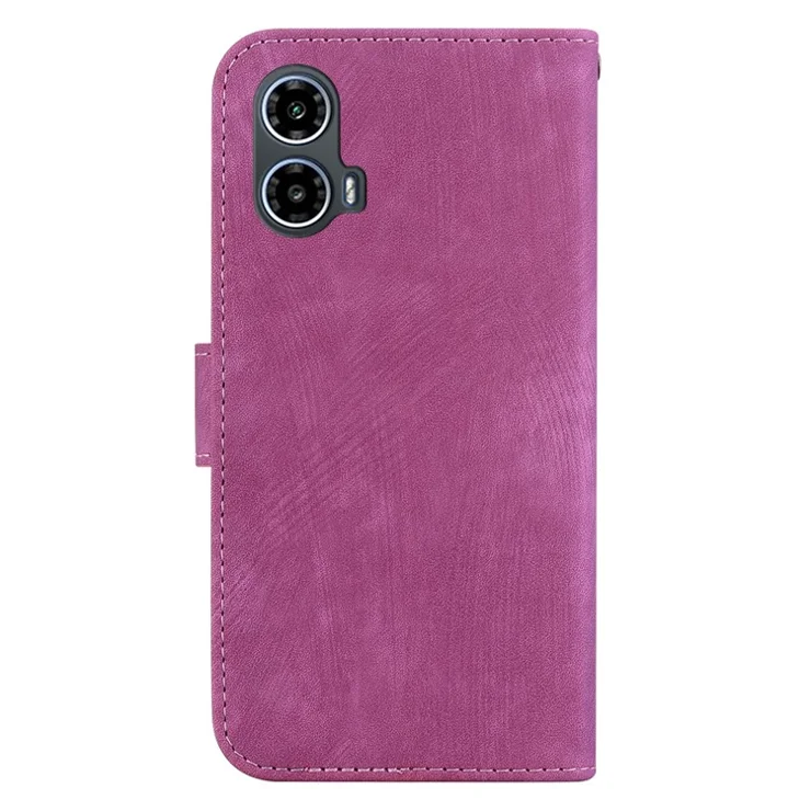 For Motorola Moto E14 4G / G04 4G / G04s 4G / G24 4G Case Tiger Pattern PU Leather Wallet Phone Cover - Rose
