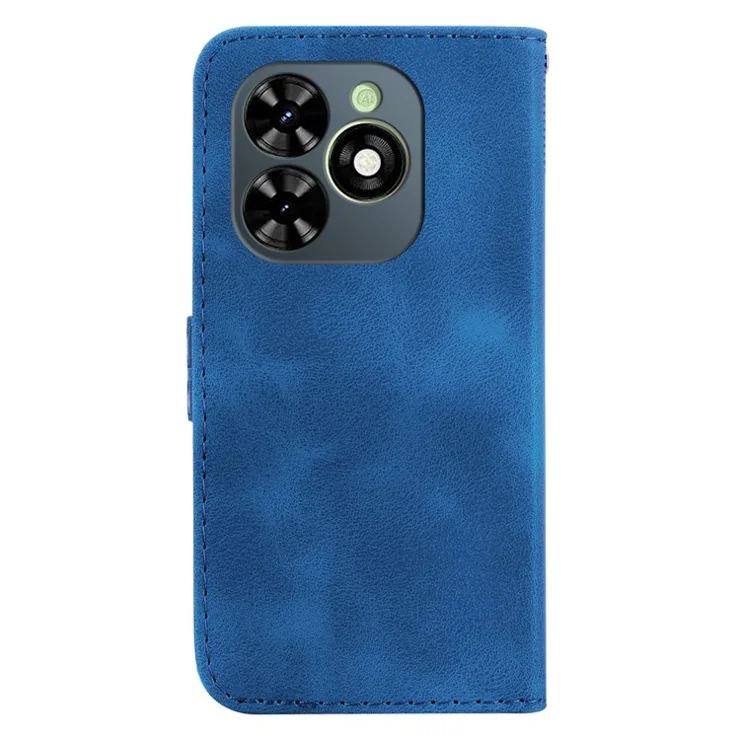 For TECNO Spark Go 2024 4G / Spark 20 / Spark 20C / Pop 8 Case 7-Shape Imprint Leather Phone Wallet Cover - Dark Blue