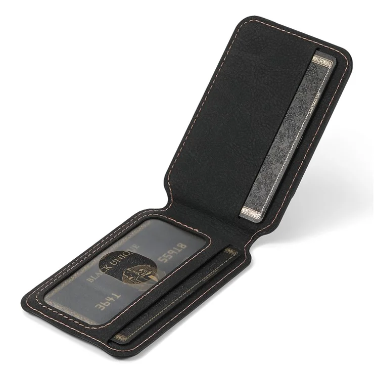 SUTENI H16 For Samsung Galaxy S24 Ultra Kickstand Phone Case Detachable Magnetic Card Holder - Black