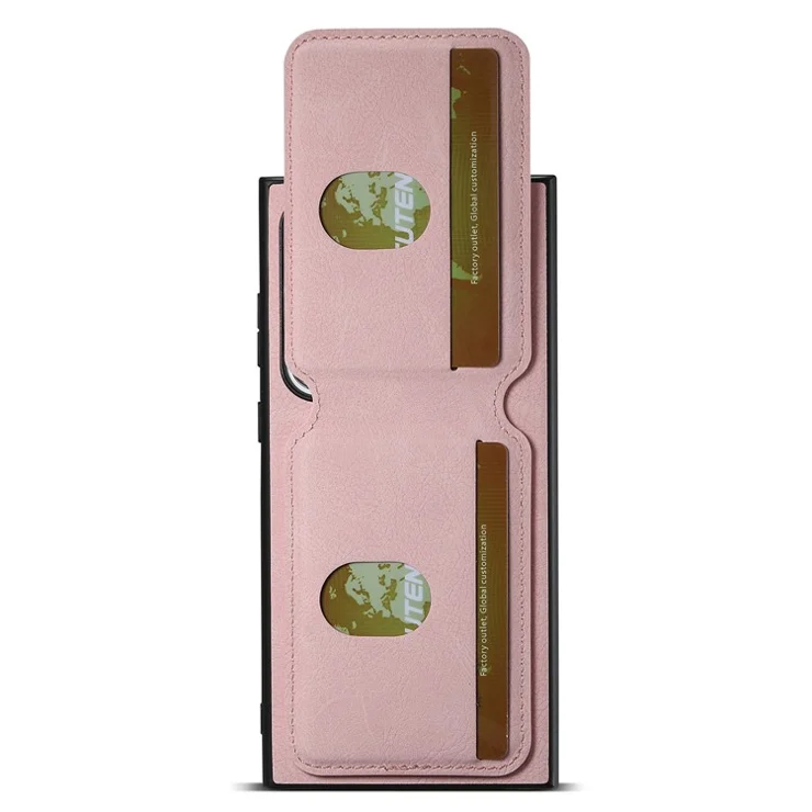 SUTENI H02 For Samsung Galaxy S24 Ultra Case Card Slots Phone Kickstand Cover - Pink