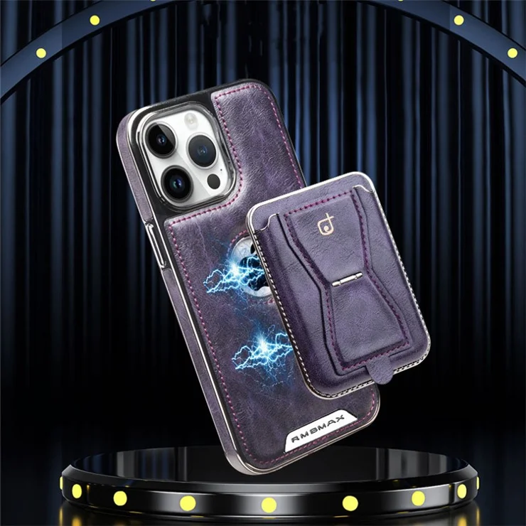 RMBMAX For iPhone 14 Pro Max Kickstand Case Detachable Card Slot Phone Protector - Dark Violet